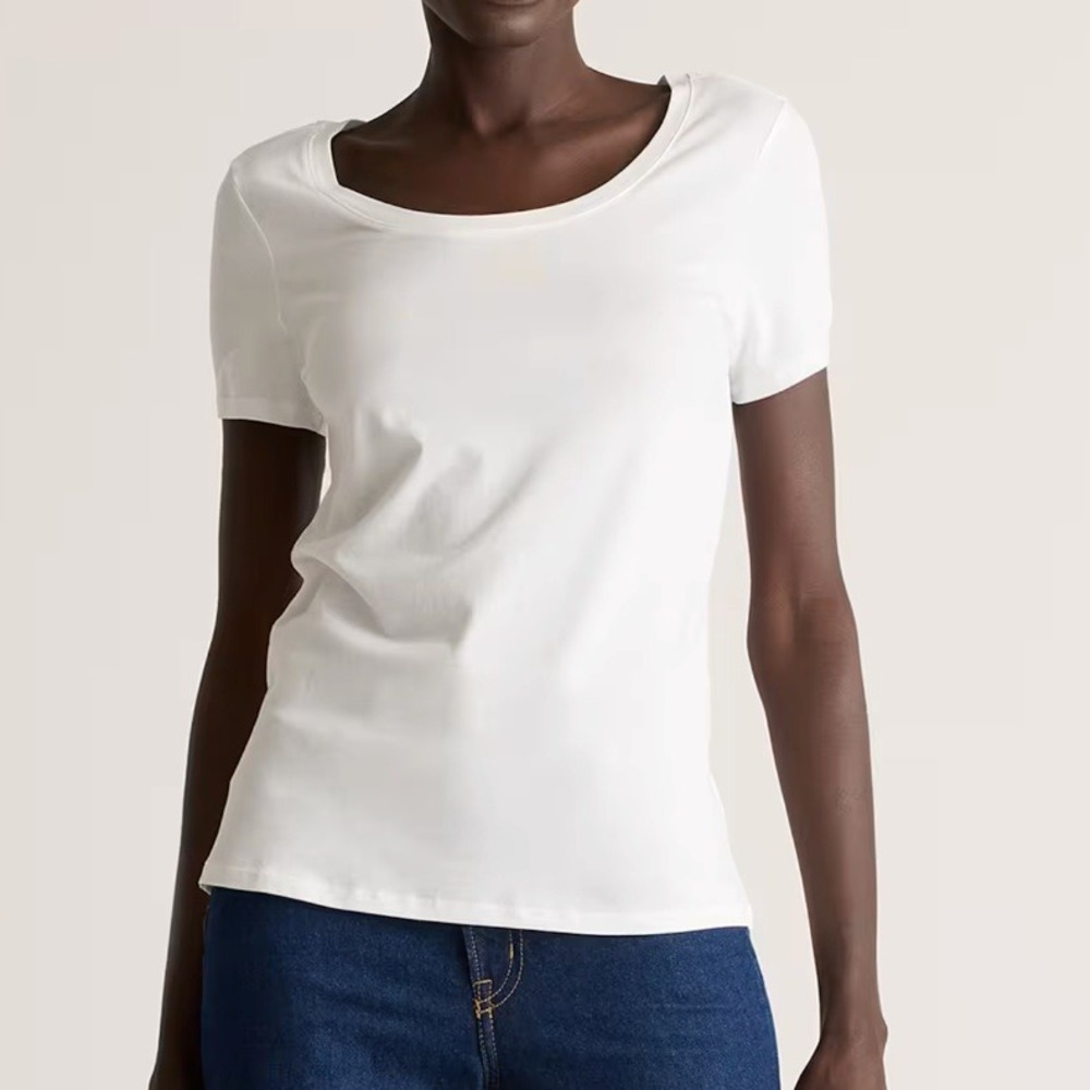 Quince Cotton Modal Scoop Neck Tee Minimalist Capsule T-Shirt XL